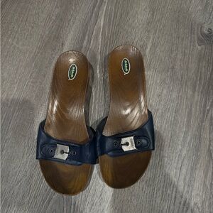 Dr. Scholls Blue Slide Sandals with Metallic Embellishment